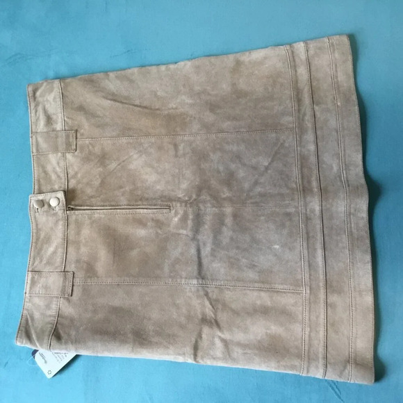 Skotts Suede Skirt Womens Natural  Leather A Line size 12 - Picture 4 of 9